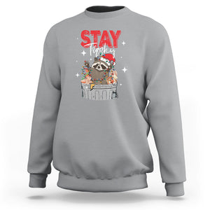 Stay Trashy Christmas Raccoon Garbage Trashin Santa Hat Sweatshirt TS09 Sport Gray Printyourwear