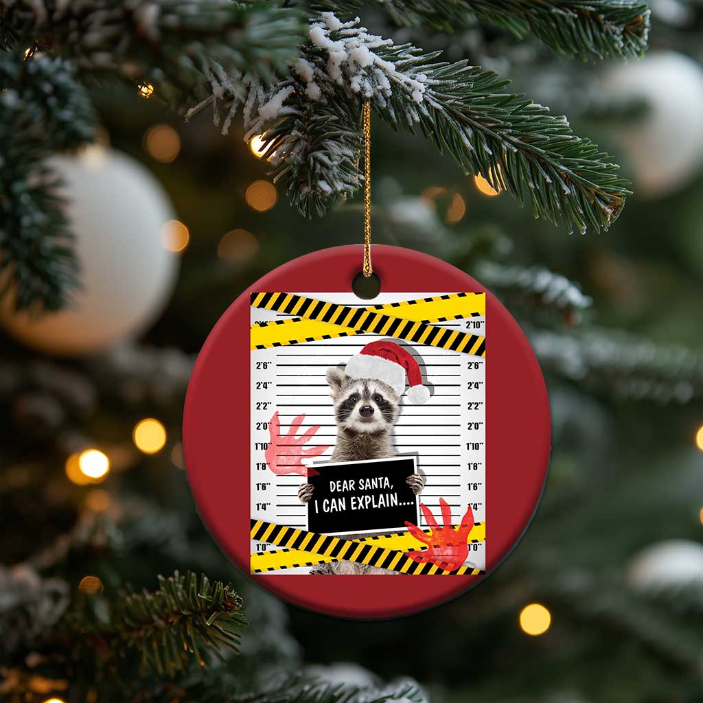 Funny Xmas Raccoon Christmas Ornament Dear Santa I Can Explain TS09 Print Your Wear