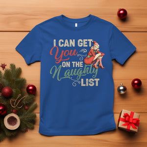 I Can Get You On The Naughty List Santa Lady Vintage Christmas T Shirt TS09 Royal Blue Printyourwear