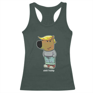 Funny Chill Trump Viral Meme Racerback Tank Top TS09 Dark Forest Green Print Your Wear