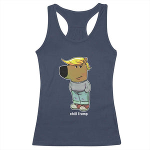 Funny Chill Trump Viral Meme Racerback Tank Top TS09 Navy Print Your Wear