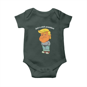 Funny Trump Meme Just A Chill President Baby Onesie TS09 Dark Forest Green Print Your Wear