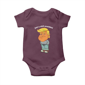 Funny Trump Meme Just A Chill President Baby Onesie TS09 Maroon Print Your Wear