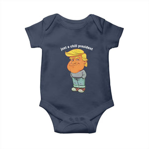 Funny Trump Meme Just A Chill President Baby Onesie TS09 Navy Print Your Wear