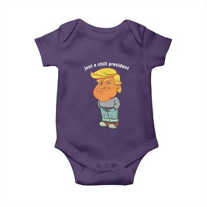 Funny Trump Meme Just A Chill President Baby Onesie TS09 Purple Print Your Wear