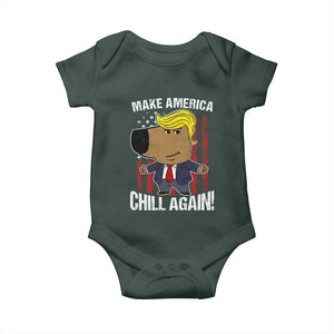 Funny Chill Trump Guy Make America Chill Again Baby Onesie TS09 Dark Forest Green Print Your Wear