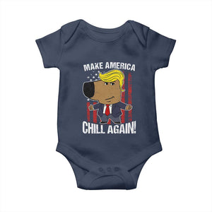 Funny Chill Trump Guy Make America Chill Again Baby Onesie TS09 Navy Print Your Wear