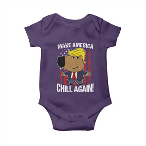 Funny Chill Trump Guy Make America Chill Again Baby Onesie TS09 Purple Print Your Wear