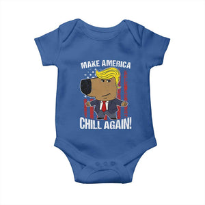 Funny Chill Trump Guy Make America Chill Again Baby Onesie TS09 Royal Blue Print Your Wear