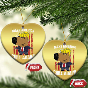 Funny Chill Trump Guy Make America Chill Again Christmas Ornament TS09 Heart Gold Print Your Wear