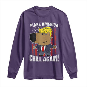 Funny Chill Trump Guy Make America Chill Again Long Sleeve Shirt TS09 Purple Print Your Wear