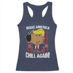 Funny Chill Trump Guy Make America Chill Again Racerback Tank Top TS09 Navy Print Your Wear