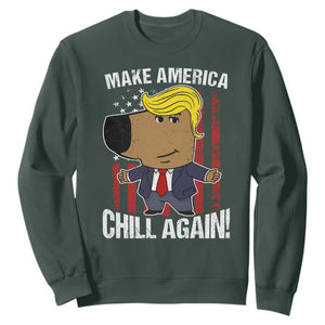 Funny Chill Trump Guy Make America Chill Again Sweatshirt TS09 Dark Forest Green Print Your Wear