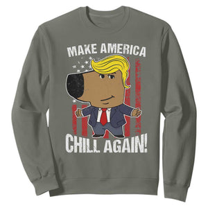 Funny Chill Trump Guy Make America Chill Again Sweatshirt TS09 Military Green Print Your Wear