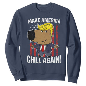 Funny Chill Trump Guy Make America Chill Again Sweatshirt TS09 Navy Print Your Wear