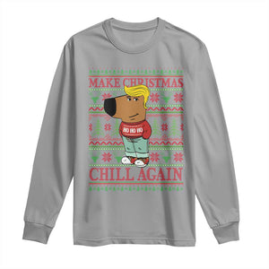 Funny Make Christmas Chill Again Chill Trump Long Sleeve Shirt TS09 Sport Gray Print Your Wear