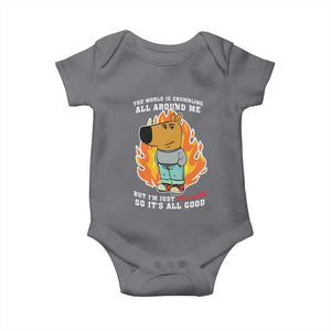 The World Is Crumbling All Around Me But Im Just Chilling So Its All Good Baby Onesie TS09 Charcoal Print Your Wear