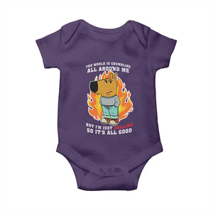 The World Is Crumbling All Around Me But Im Just Chilling So Its All Good Baby Onesie TS09 Purple Print Your Wear