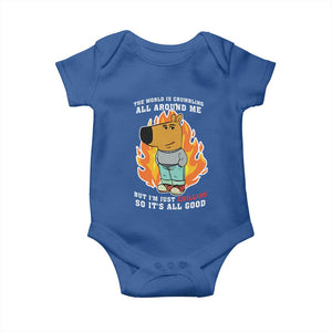 The World Is Crumbling All Around Me But Im Just Chilling So Its All Good Baby Onesie TS09 Royal Blue Print Your Wear