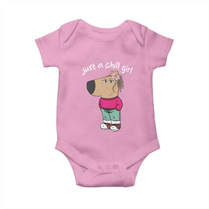 Funny Meme Just A Chill Girl Baby Onesie TS09 Light Pink Print Your Wear