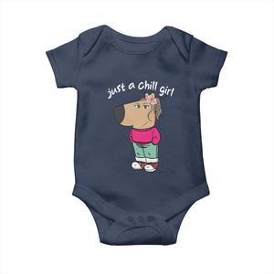 Funny Meme Just A Chill Girl Baby Onesie TS09 Navy Print Your Wear