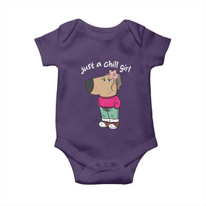 Funny Meme Just A Chill Girl Baby Onesie TS09 Purple Print Your Wear