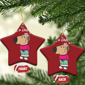 Funny Meme Just A Chill Girl Christmas Ornament TS09 Star Red Print Your Wear