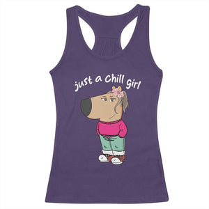 Funny Meme Just A Chill Girl Racerback Tank Top TS09 Purple Print Your Wear