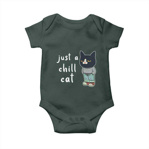 Funny Meme Just A Chill Cat Baby Onesie TS09 Dark Forest Green Print Your Wear