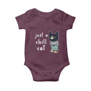 Funny Meme Just A Chill Cat Baby Onesie TS09 Maroon Print Your Wear