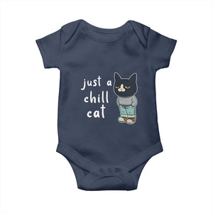 Funny Meme Just A Chill Cat Baby Onesie TS09 Navy Print Your Wear