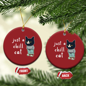 Funny Meme Just A Chill Cat Christmas Ornament TS09 Circle Red Print Your Wear