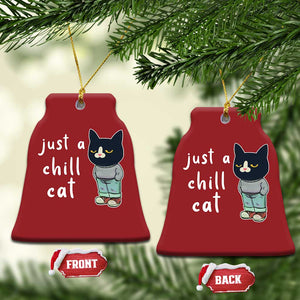 Funny Meme Just A Chill Cat Christmas Ornament TS09 Bell Flake Red Print Your Wear