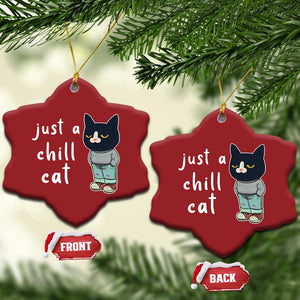 Funny Meme Just A Chill Cat Christmas Ornament TS09 Snow Flake Red Print Your Wear