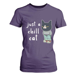 Funny Meme Just A Chill Cat T Shirt For Women TS09 Purple Print Your Wear