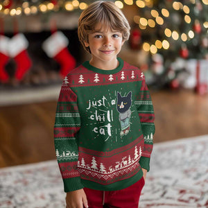 Funny Meme Just A Chill Cat Ugly Christmas Sweater TS09 Christmas Print Your Wear