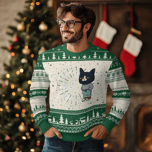 Funny Meme Just A Chill Cat Ugly Christmas Sweater TS09 Green Print Your Wear