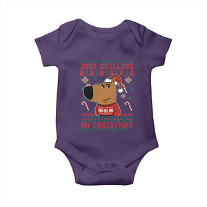 Funny Just Chilling On Christmas Meme Chillin Guy Baby Onesie TS09 Purple Print Your Wear