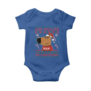 Funny Just Chilling On Christmas Meme Chillin Guy Baby Onesie TS09 Royal Blue Print Your Wear