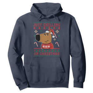 Funny Just Chilling On Christmas Meme Chillin Guy Hoodie TS09 Navy Print Your Wear