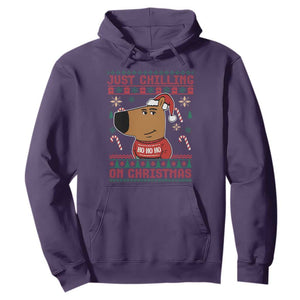 Funny Just Chilling On Christmas Meme Chillin Guy Hoodie TS09 Purple Print Your Wear