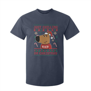 Funny Just Chilling On Christmas Meme Chillin Guy T Shirt For Kid TS09 Navy Print Your Wear