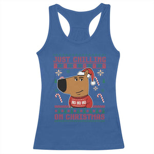 Funny Just Chilling On Christmas Meme Chillin Guy Racerback Tank Top TS09 Royal Blue Print Your Wear