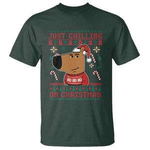 Funny Just Chilling On Christmas Meme Chillin Guy T Shirt TS09 Dark Forest Green Print Your Wear