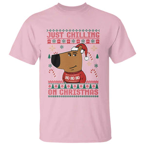 Funny Just Chilling On Christmas Meme Chillin Guy T Shirt TS09 Light Pink Print Your Wear