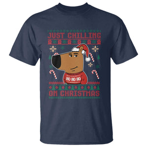 Funny Just Chilling On Christmas Meme Chillin Guy T Shirt TS09 Navy Print Your Wear