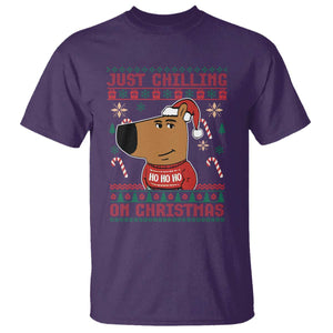 Funny Just Chilling On Christmas Meme Chillin Guy T Shirt TS09 Purple Print Your Wear