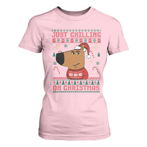 Funny Just Chilling On Christmas Meme Chillin Guy T Shirt For Women TS09 Light Pink Print Your Wear