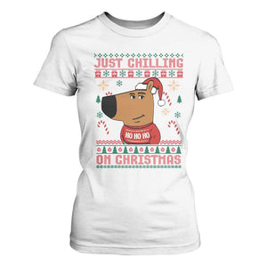 Funny Just Chilling On Christmas Meme Chillin Guy T Shirt For Women TS09 White Print Your Wear