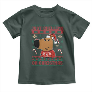 Funny Just Chilling On Christmas Meme Chillin Guy Toddler T Shirt TS09 Dark Forest Green Print Your Wear